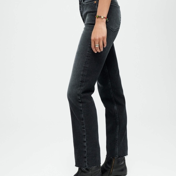 RE/DONE Comfort Stretch High Rise Stove Pipe Jeans Washed Noir Black Size 27 - Picture 6 of 16